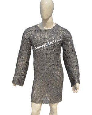 Stainless Steel Hauberk Chest 42 Long Full Sleeve 6 MM